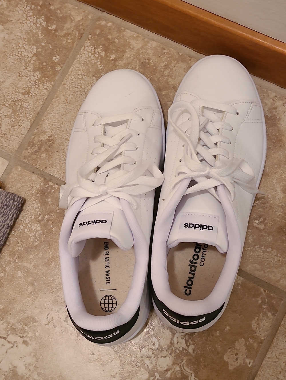 adidas White Sneakers with Black Heel Accent